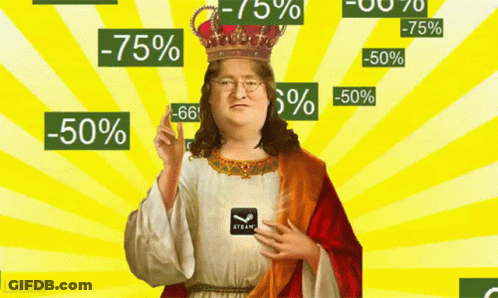 Man With Crown Holding Steam Logo GIF