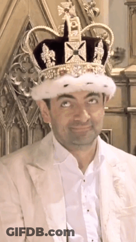 Man With Crown Looking Up GIF