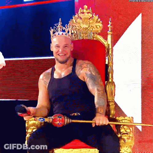 Man With Crown On Throne Holding Sword GIF