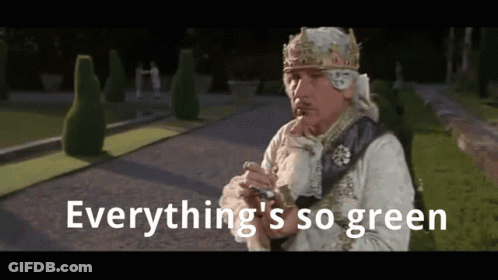 Man With Crown Saying Everything's So Green GIF