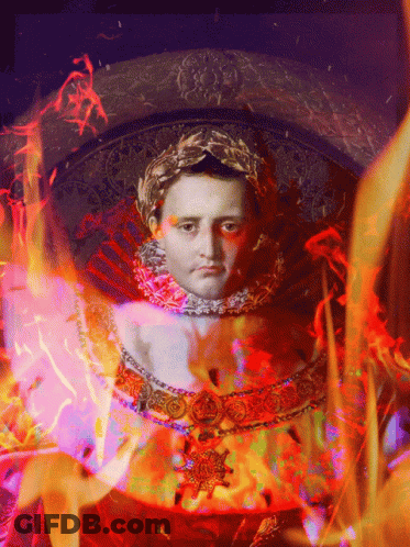 Man With Crown Surrounded By Flames GIF