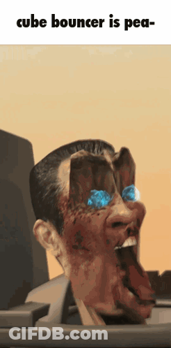 Man With Cube Bouncer On Face GIF