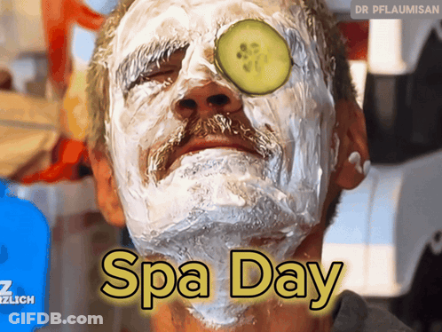 Man With Cucumber On Eye Spa Day GIF