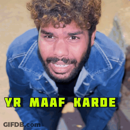 Man With Curly Hair And Beard In Blue Jacket Smiling Yr Maaf Karde GIF