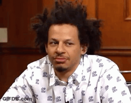 Man With Curly Hair And Beard In White Patterned Shirt GIF