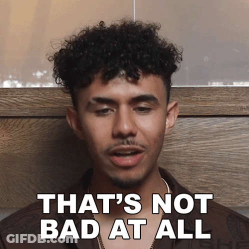 Man With Curly Hair And Beard Saying Not Bad GIF