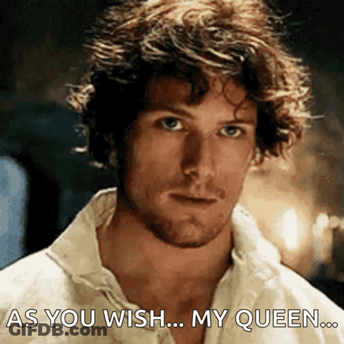 Man With Curly Hair And Beard Says As You Wish My Queen GIF