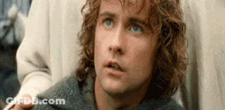 Man With Curly Hair And Blue Eyes Looking Up GIF