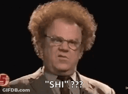 Man With Curly Hair And Glasses In Suit Saying Shi GIF