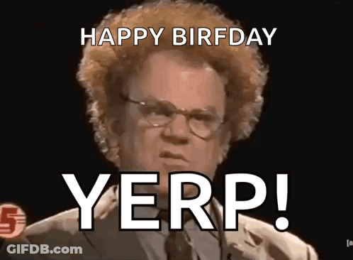 Man With Curly Hair And Glasses Saying Happy Birthday GIF