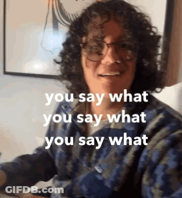 Man With Curly Hair And Glasses Saying What GIF