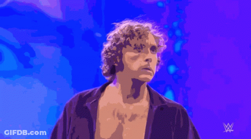 Man With Curly Hair Blue Background W Logo GIF