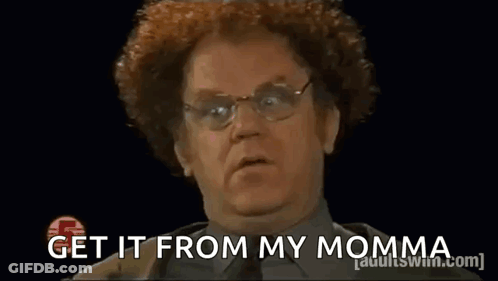 Man With Curly Hair Glasses Says Get It From My Momma GIF