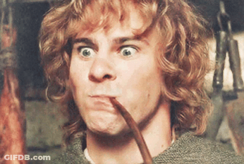 Man With Curly Hair Holding Pipe Making Funny Face GIF