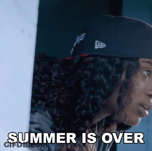 Man With Curly Hair In Hat And Hoodie Says Summer Is Over GIF