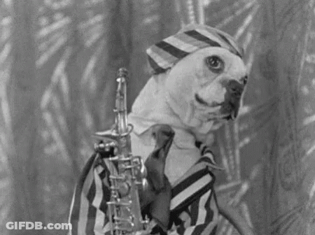 Man With Curly Hair Playing Saxophone GIF