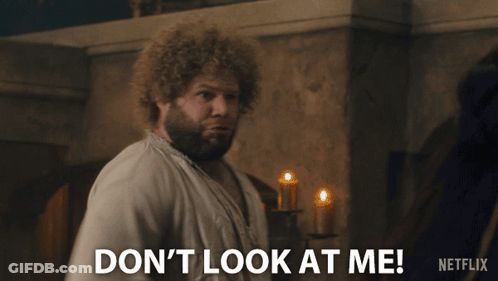 Man With Curly Hair Saying Don't Look At Me GIF