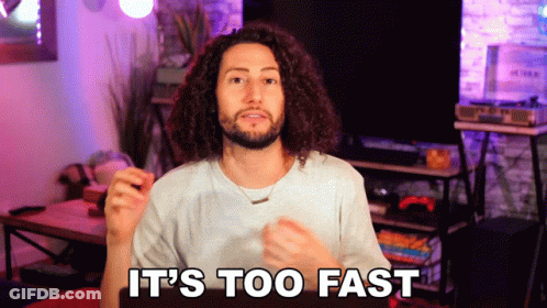 Man With Curly Hair Saying Too Fast GIF