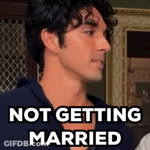 Man With Curly Hair Says Not Getting Married GIF
