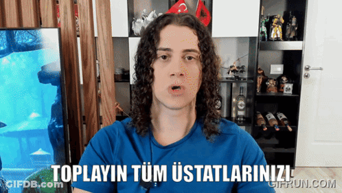 Man With Curly Hair Says Toplayin Tum Ustatlarinizl GIF