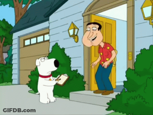 Man With Dog Holding Clipboard GIF