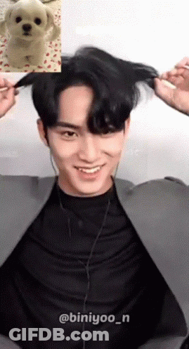 Man With Dog Picture And @Biniyoo_n GIF