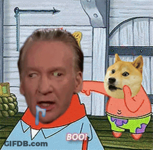 Man With Doge On Head Says Boos GIF
