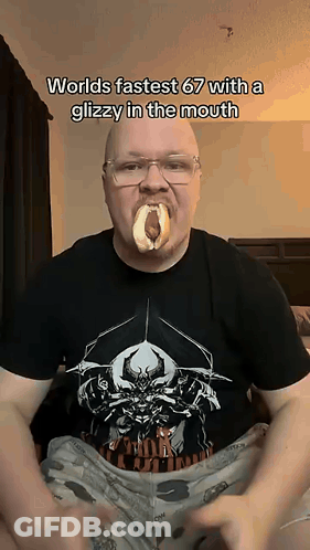 Man With Donut In Mouth Worlds Fastest 67 With Glizzy GIF