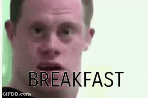 Man With Down Syndrome Making Funny Face Breakfast GIF