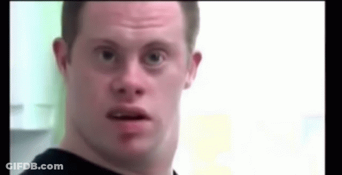 Man With Down Syndrome Making Funny Face Close Up GIF