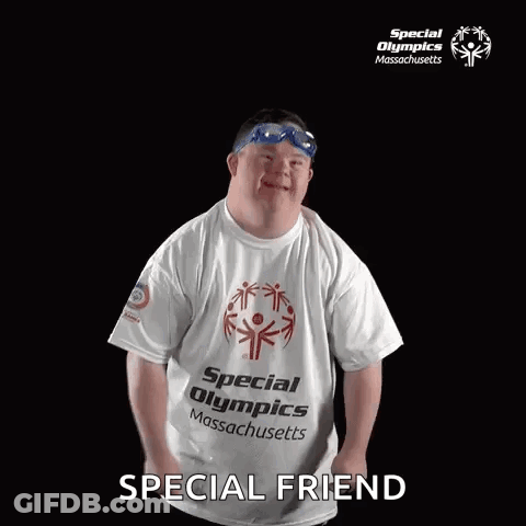 Man With Down Syndrome Wearing Special Olympics T-Shirt GIF