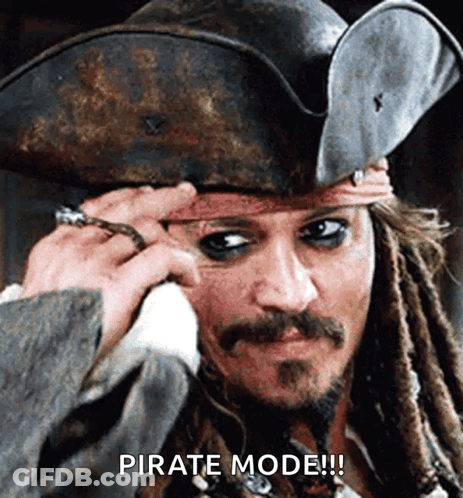Man With Dreadlocks And Beard In Pirate Hat Says Pirate Mode GIF