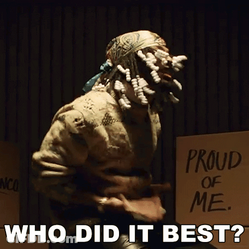 Man With Dreadlocks By Sign Saying Proud Of Me Who Did It Best GIF
