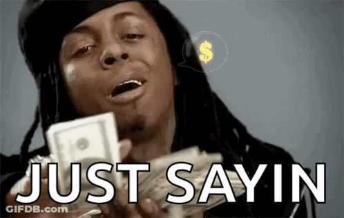 Man With Dreadlocks Holding Money Saying Just Sayin GIF