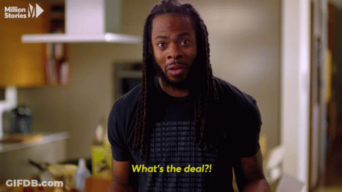 Man With Dreadlocks In Black Shirt Saying What's The Deal GIF