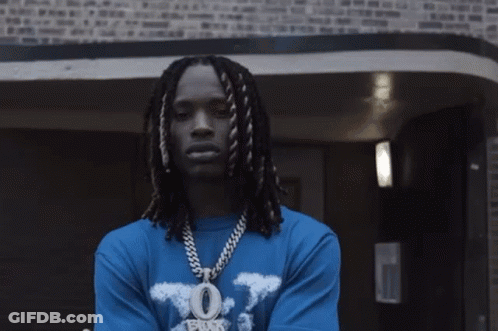 Man With Dreadlocks In Blue Shirt Saying O GIF