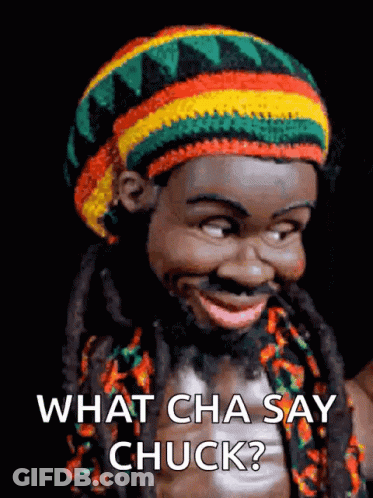 Man With Dreadlocks In Colorful Hat Saying What Cha Say Chuck GIF