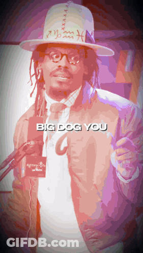 Man With Dreadlocks In Hat And Jacket Saying Big Dog You GIF