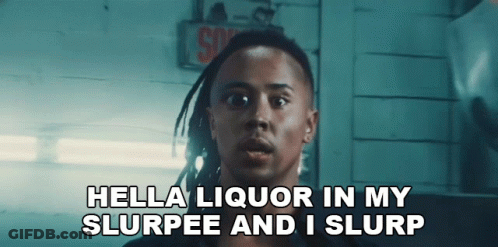 Man With Dreadlocks Saying Hella Liquor In My Slurpee And I Slurp GIF