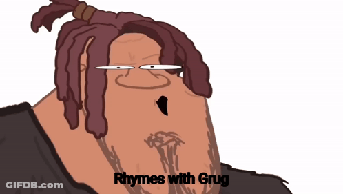 Man With Dreadlocks Saying Rhymes With Grug GIF
