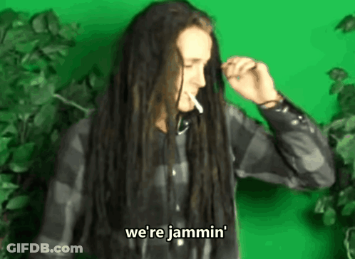 Man With Dreadlocks Saying We're Jammin GIF