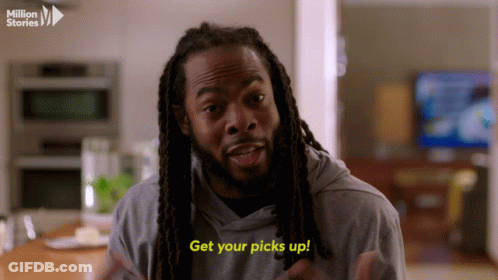 Man With Dreadlocks Says Get Your Picks Up GIF