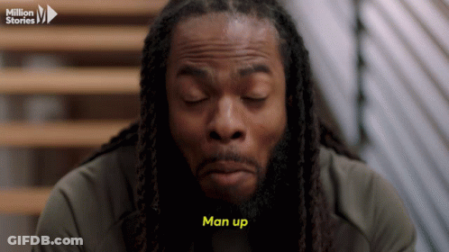 Man With Dreadlocks Says Man Up GIF