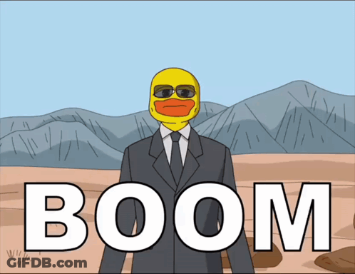 Man With Duck Mask And Boom GIF