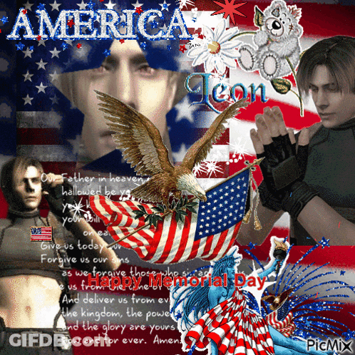Man With Eagle And America Text GIF