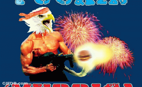 Man With Eagle Head Holding Gun GIF