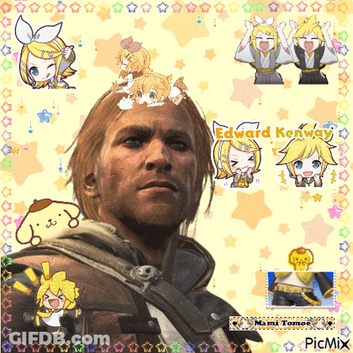 Man With Edward Kenway Text GIF
