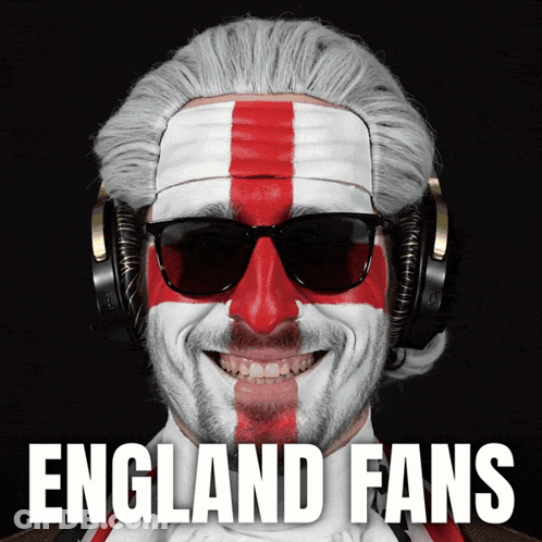 Man With England Flag On Face Saying England Fans GIF
