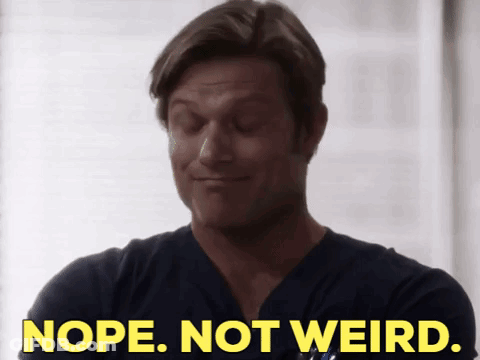 Man With Eyes Closed And Nope Not Weird Above GIF