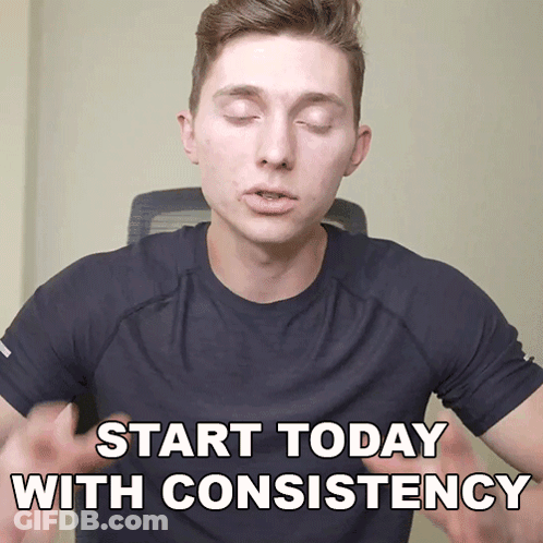 Man With Eyes Closed And Words Start Today With Consistency GIF
